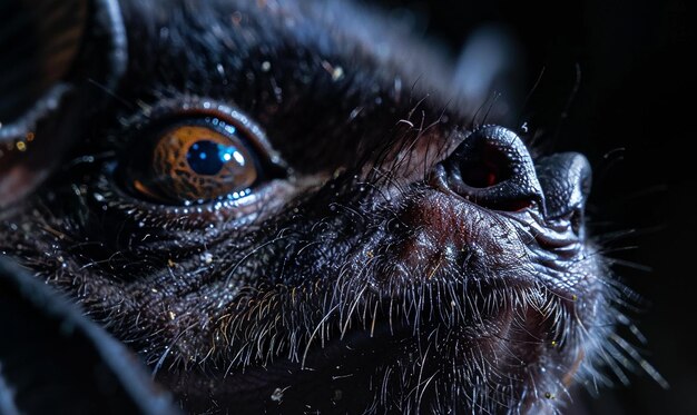 Photo closeup of a bats wingspread in flight