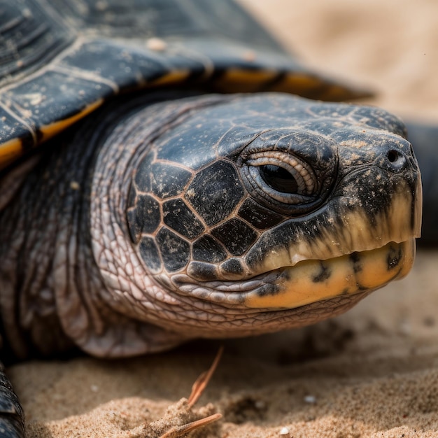 Closeup of a Beach Turtle Head