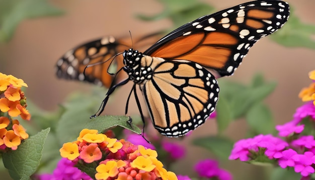 Closeup beautiful butterfly sitting on the flower in a summer garden