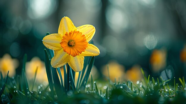 Photo closeup of the beautiful dafodils in blossom