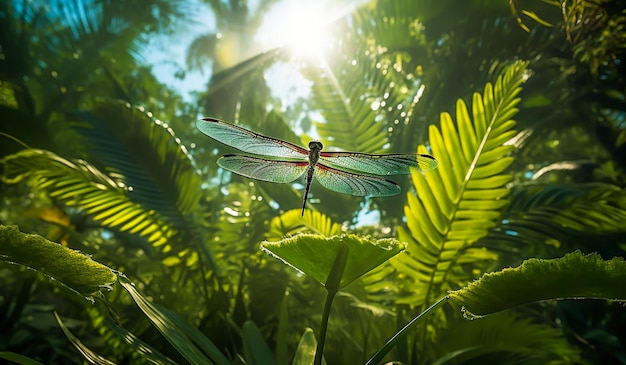 Closeup of beautiful dragonfly AI generated