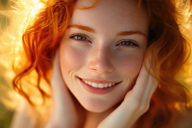 CloseUp of a Beautiful Ginger Woman in Sunlight