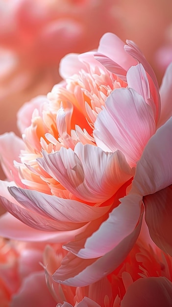 Photo closeup of a beautiful pink peony flower in bloom perfect for nature beauty and floral designs