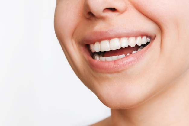 Closeup of beautiful smile Cropped shot of a young caucasian woman with perfect white even teeth