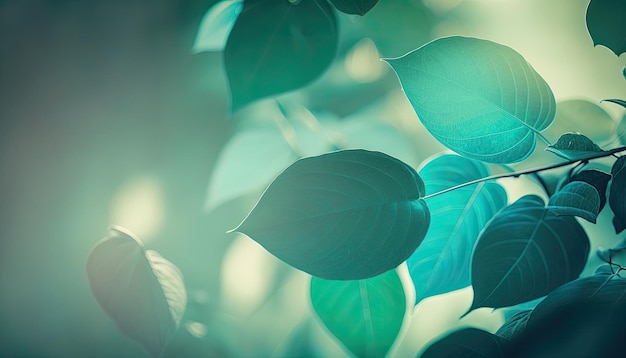 Closeup of Beautiful Spring Leaf on Green Blurred Background Spring Theme