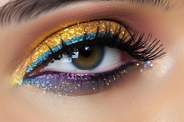 Closeup of beautiful woman's eye with makeup Luxury makeup