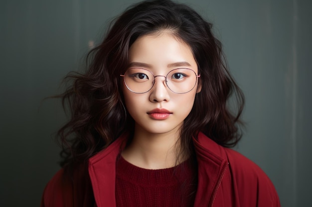 Closeup of a beautiful woman with glasses