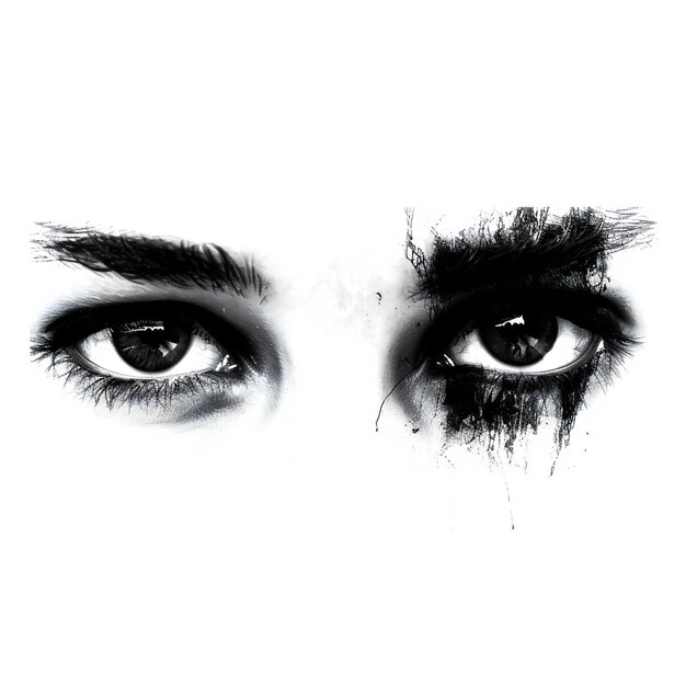 Closeup of beautiful womans eyes on a white background