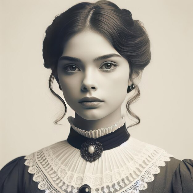 Photo a closeup of a beautiful young girl from the victorian era