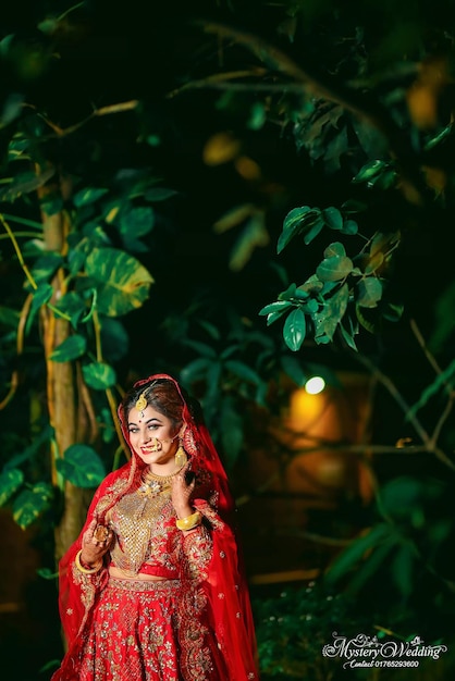 Closeup of a beautiful young woman wearing sari