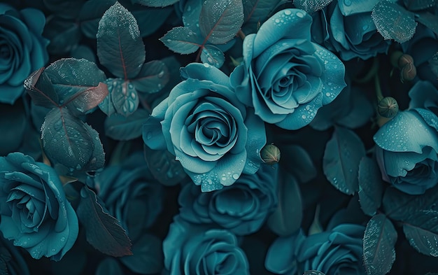 A closeup of beautifully blue roses background professional advertising post photo ai generated