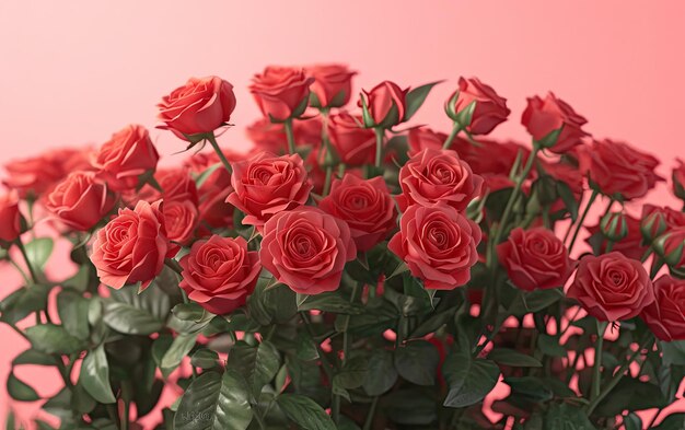 A closeup of beautifully bouquet of red roses on pastel background ai generated