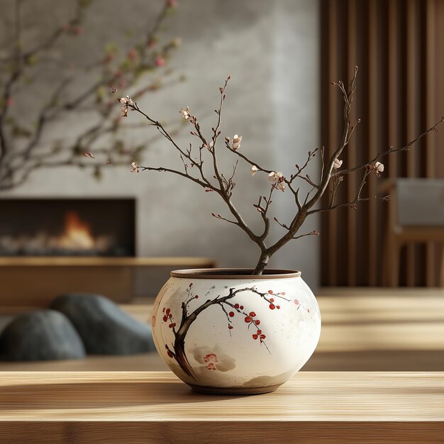 The closeup of a beautifully crafted pot in the Japan style featuring handpainted motifs tradition