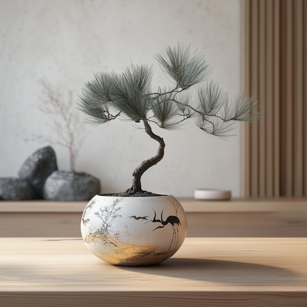 The closeup of a beautifully crafted pot in the Japan style featuring handpainted motifs tradition