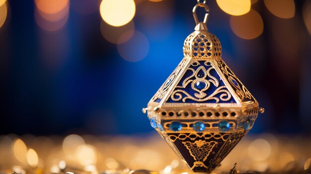 A closeup of a beautifully decorated Dreidel highlighting its intricate design and cultural signif