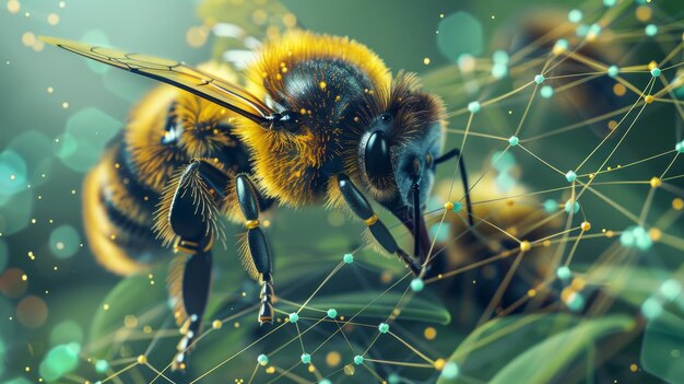 A closeup of a bee consuming nectar highlighting the energy and resources required to sustain a