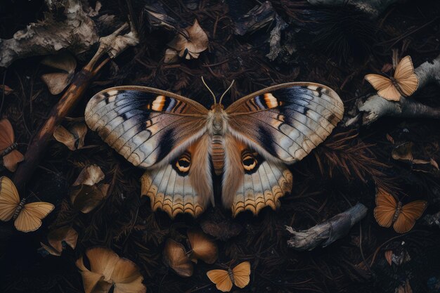 Photo closeup of big beautiful butterfly in nature natural background