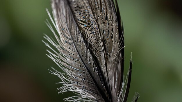 Photo closeup of a birds feather showing its barbs