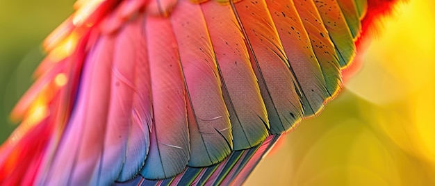 Closeup of a birds feather with individual barbs and color gradients visible perfect for studying avian biology