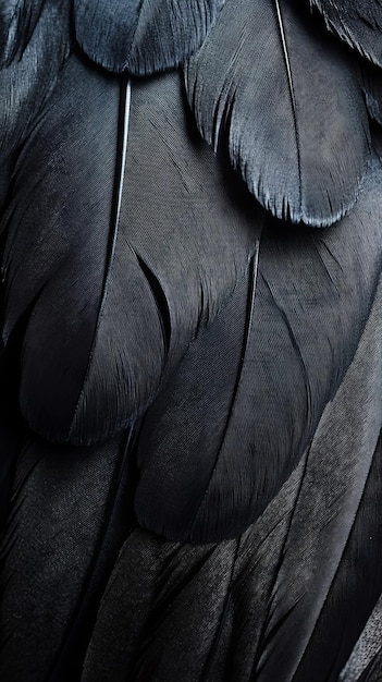 Photo closeup of black bird feathers a detailed look at natures design