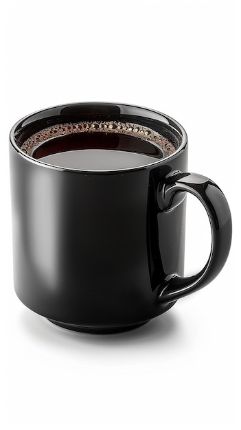 CloseUp Black Cup of Black Coffee Isolated on White