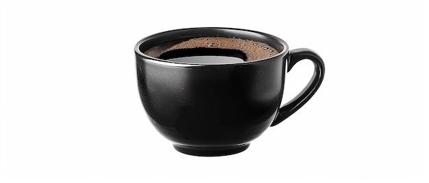 CloseUp Black Cup of Black Coffee Isolated on White