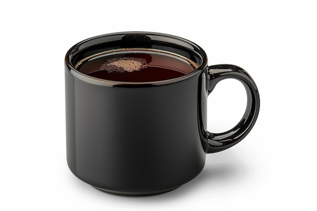 CloseUp Black Cup of Black Coffee Isolated on White