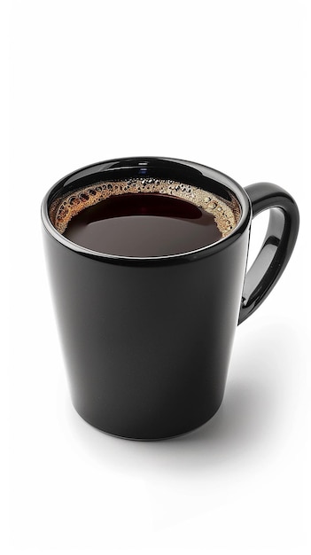 CloseUp Black Cup of Black Coffee Isolated on White