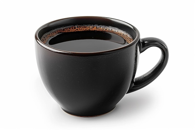 CloseUp Black Cup of Black Coffee Isolated on White