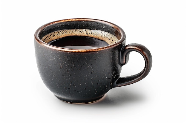 CloseUp Black Cup of Black Coffee Isolated on White