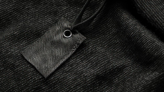 Closeup of Black Fabric Texture with a Grommet