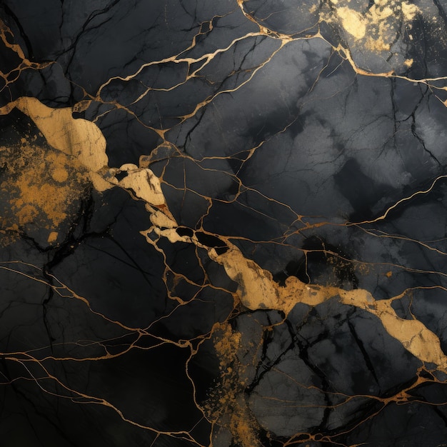 CloseUp of a Black and Gold Marble