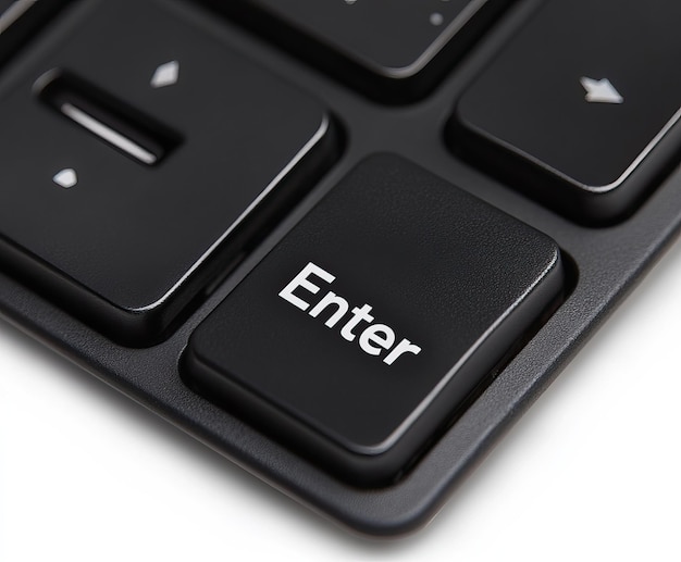 Photo closeup of a black keyboard with an enter key in focus ai generated image