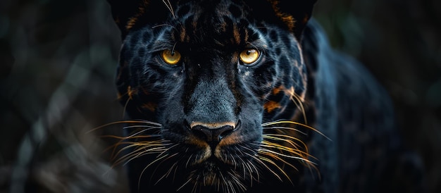 CloseUp of a Black Panthers Intense Gaze