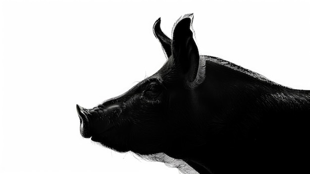 A closeup black and white photo of a pig Suitable for various projects