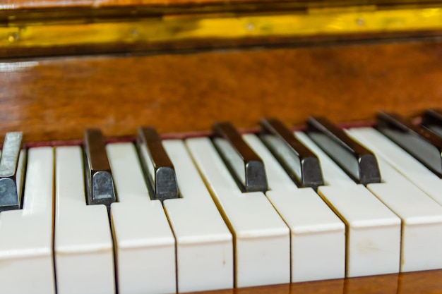 Closeup of the black and white piano keys