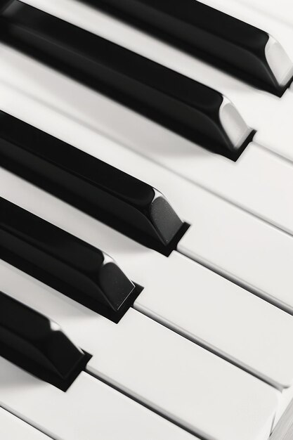 Photo closeup of black and white piano keys