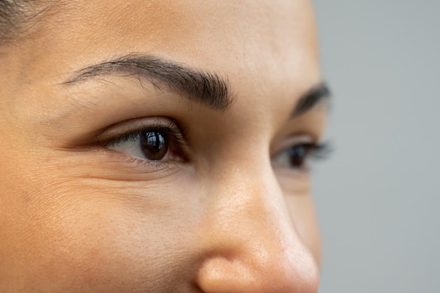 Closeup of a black womans eyes looking sideways