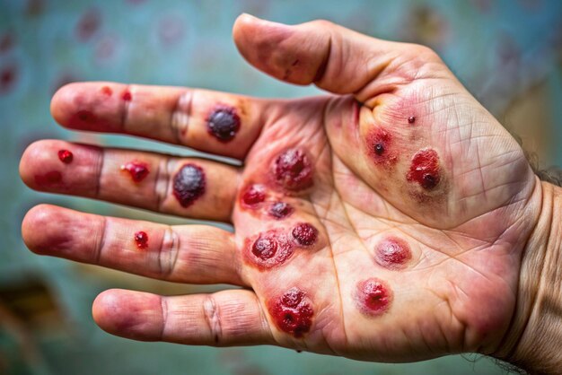 Photo closeup of blood blisters intriguing skin abnormalities image