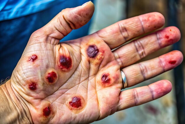 Photo closeup of blood blisters intriguing skin abnormalities image