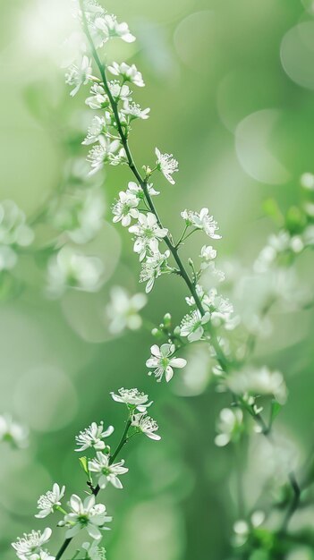 Photo closeup of blooming white flowers on a branch