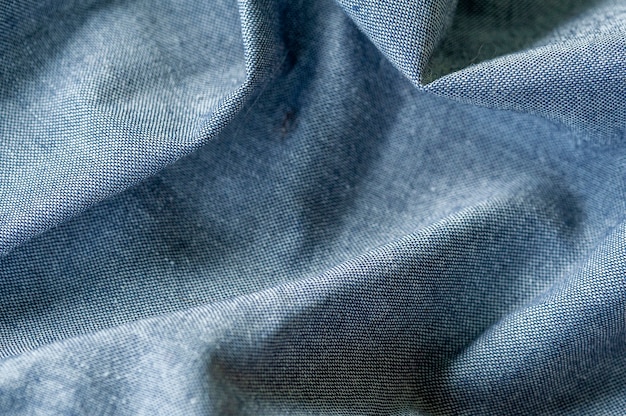 closeup blue crumpled woven background