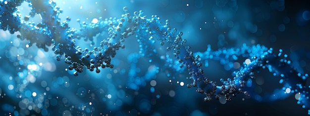 Photo a closeup of a blue dna strand with bokeh background