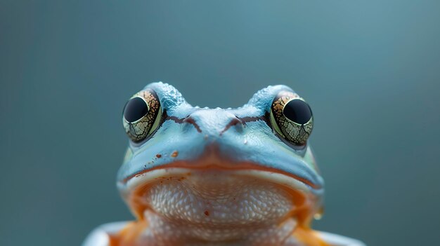 Photo closeup of a blue frog