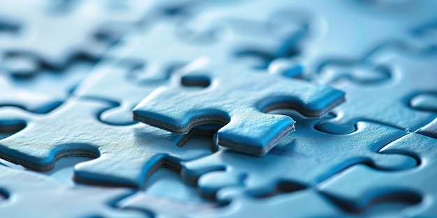 Photo closeup of blue puzzle pieces