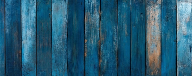 Closeup of Blue Wooden Planks Rustic Wall with Ocean Shades and Brown Hints