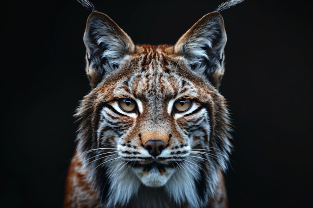 closeup of a bobcat its tufted ears and bright eyes are the focus of the image