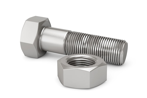 Closeup Bolt and Nut on a white background