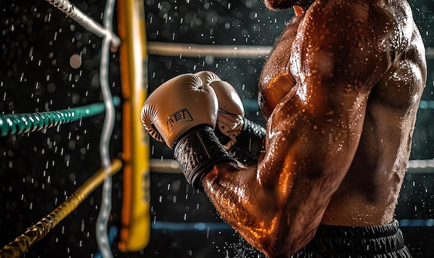 CloseUp of Boxers Taped Fists Ready for Action