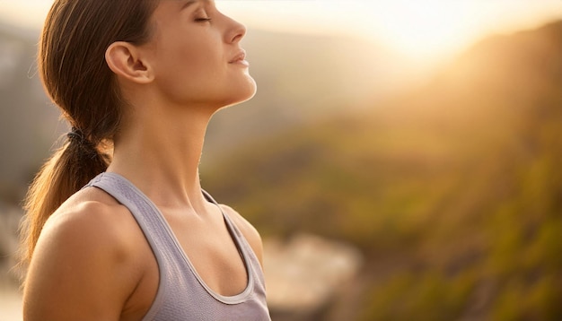 Photo closeup of breathing exercises and techniques emphasizing health and relaxation